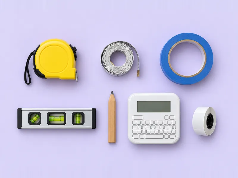 What comes out before anything gets bought: the measuring kit, laid out.