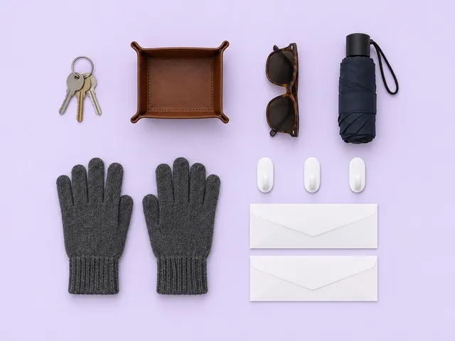 The small things of one entryway, laid out.