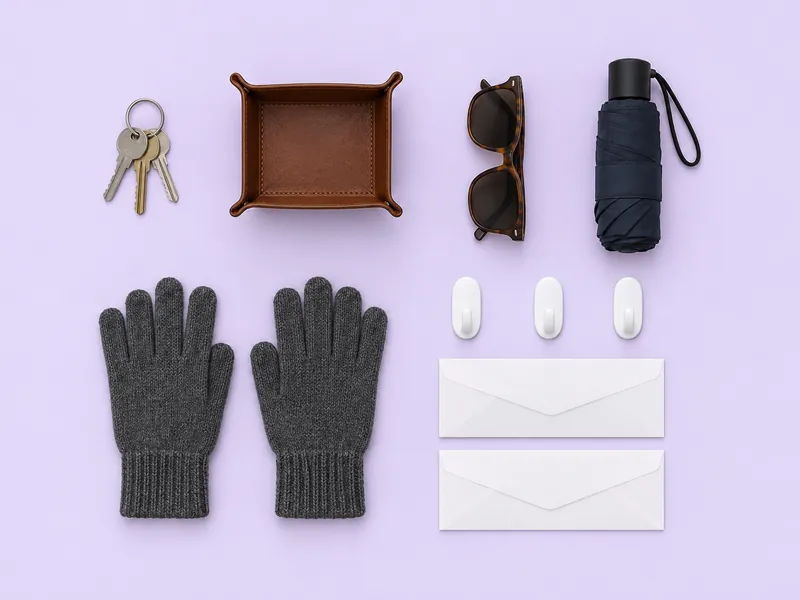 The small things of one entryway, laid out.