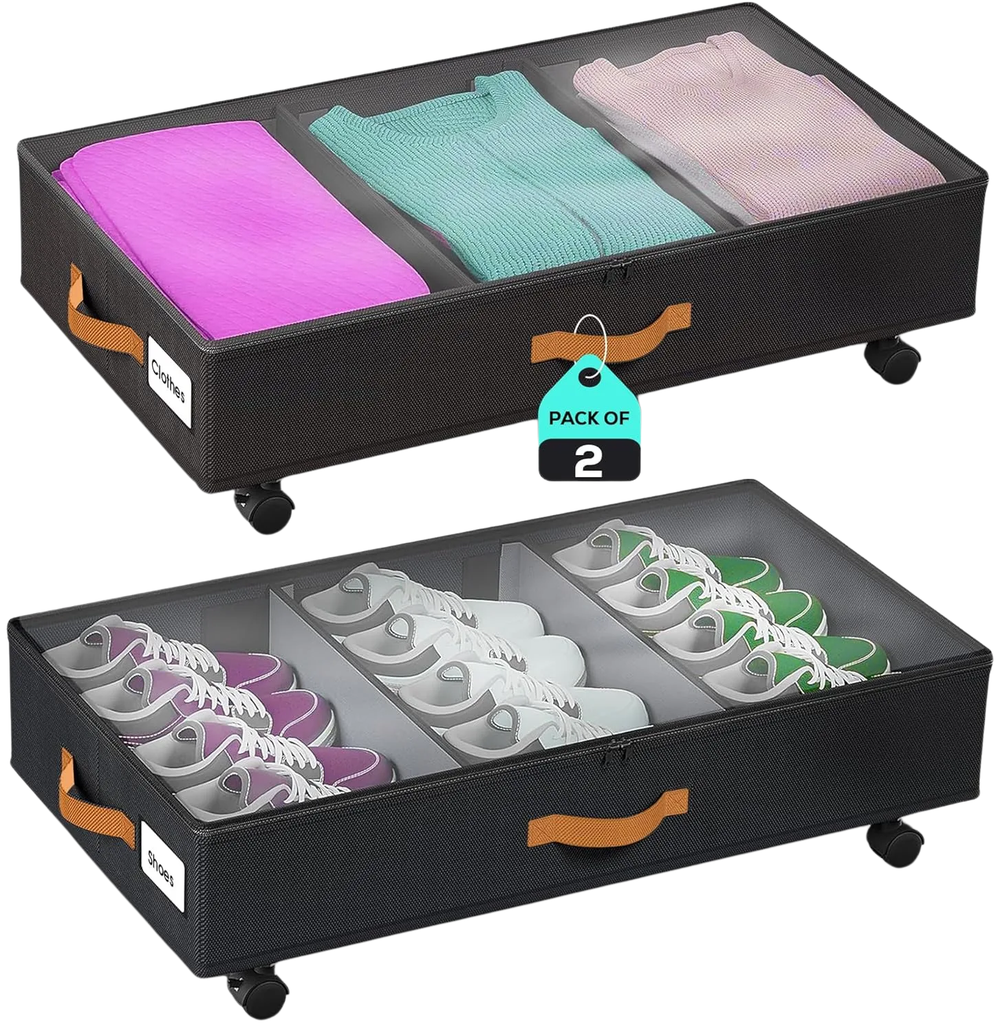 Aethel Under Bed Storage with Wheels 2-Pack