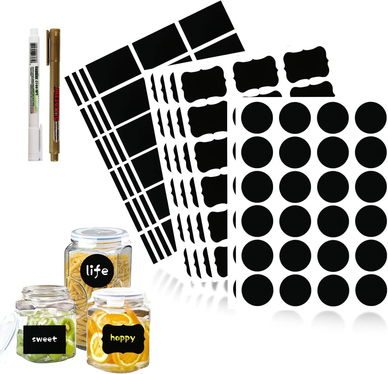 Chalkboard Vinyl Labels 192-Pack Removable Adhesive