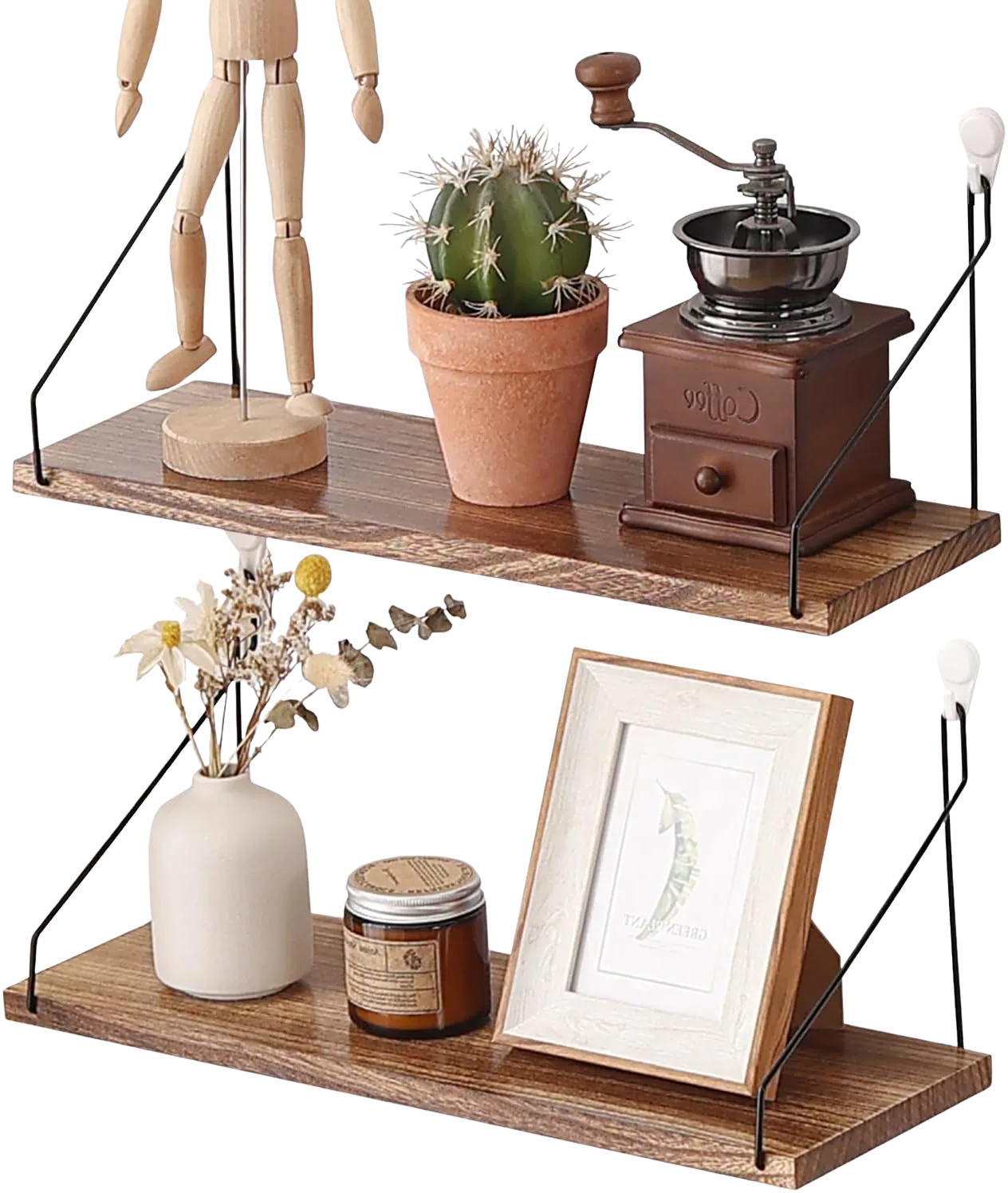 Floating Wall Shelf No-Drill 16.5 inch 2-Pack with adhesive mounting