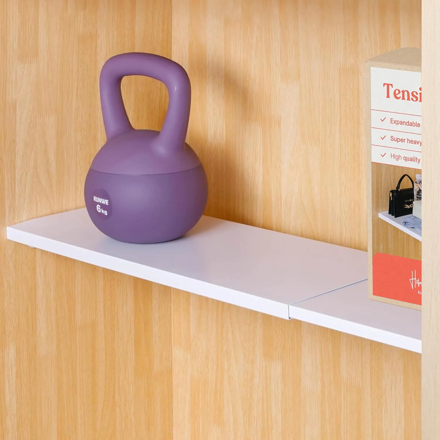 Home in Bold Tension Rod Shelving expandable no-drill rod