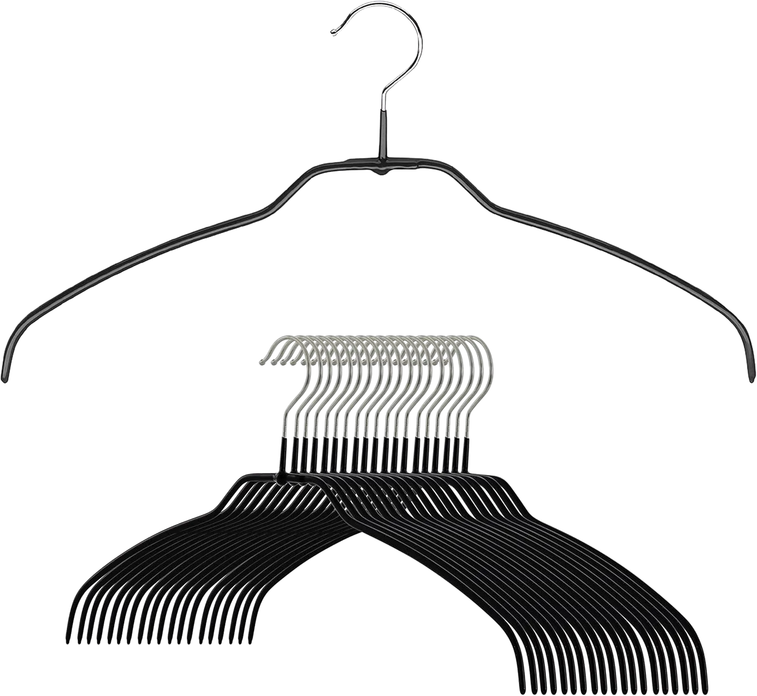Mawa Silhouette ultra-thin metal hangers 20-pack silver anti-slip rolled steel