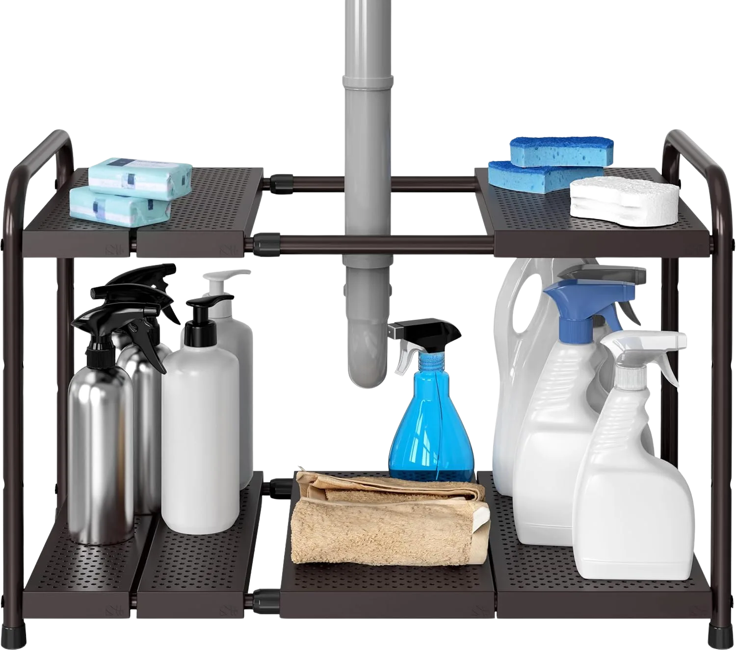 SimpleHouseware Under Sink 2-Tier Expandable Shelf Organizer