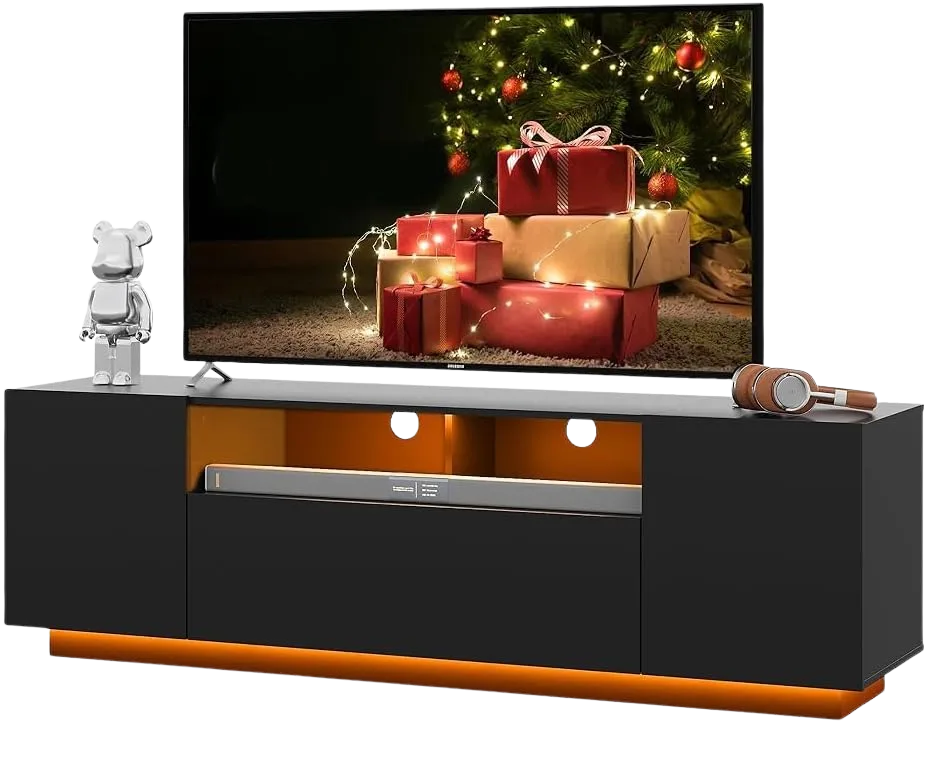 WLIVE TV Stand with LED Lights and Storage Cabinet (58 Inch)