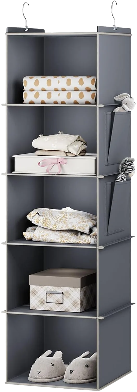 YOUDENOVA Hanging Closet Organizer 5-Shelf Grey
