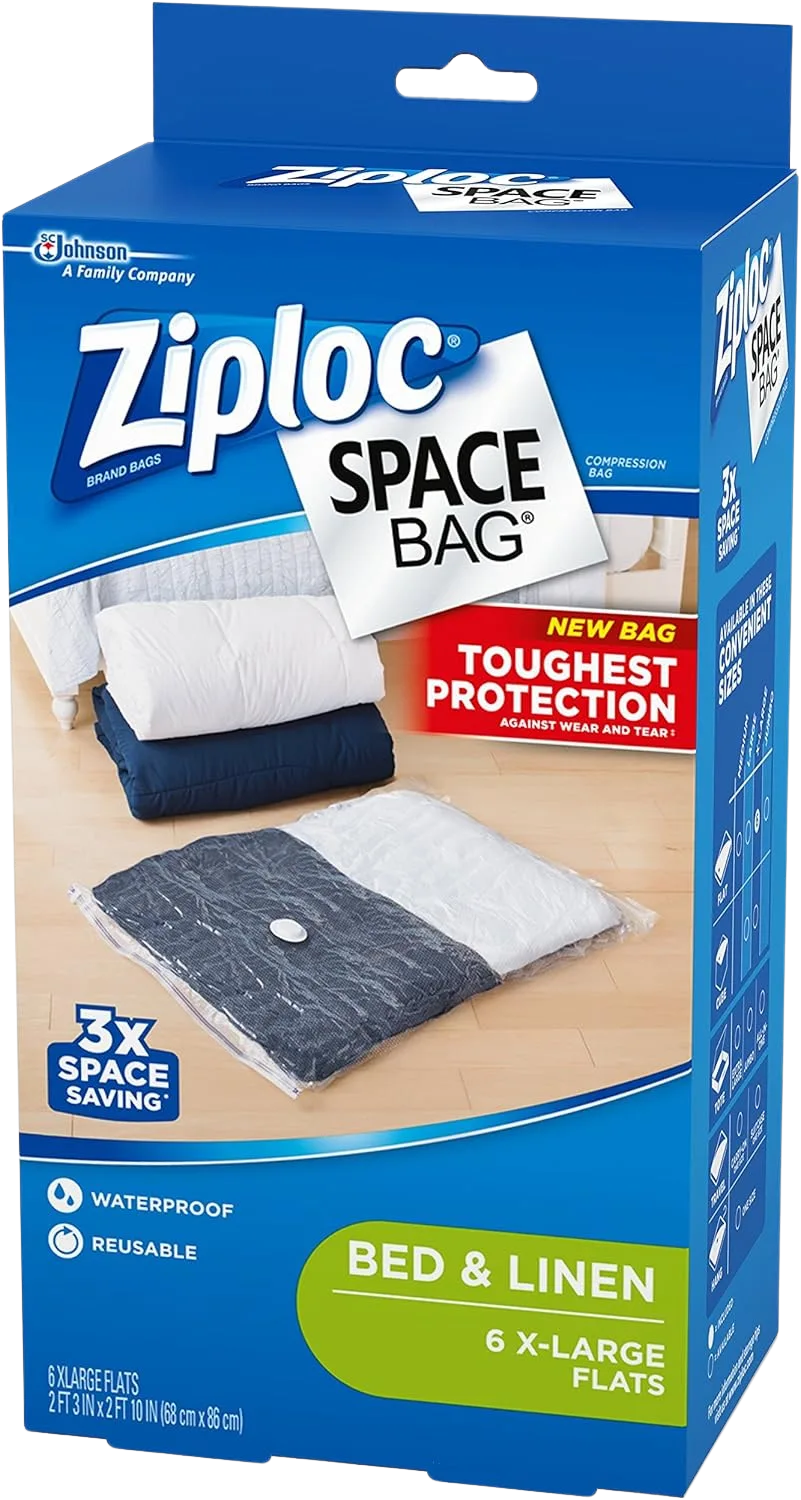 Ziploc Space Bag XL Clothes Storage Bags 6 Pack