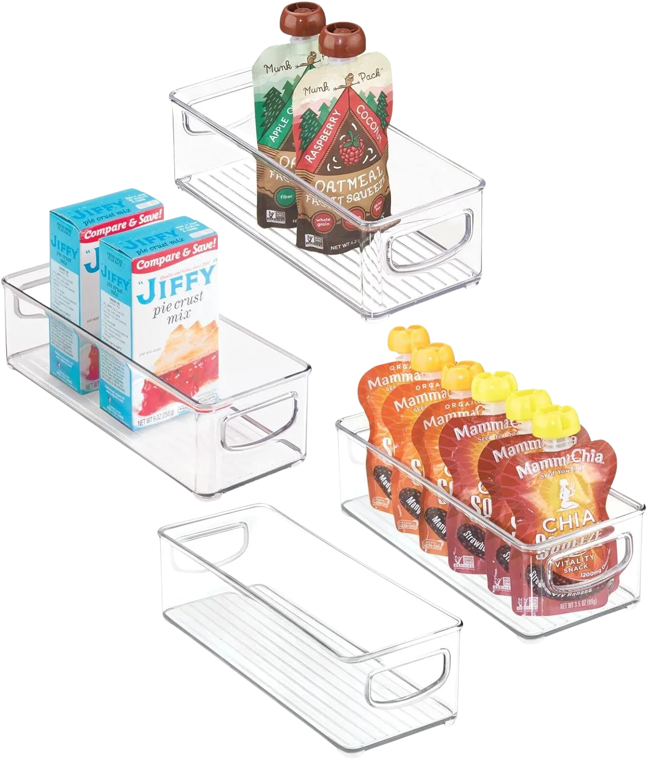 mDesign Stackable Plastic Storage Bins 4-pack