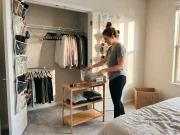No-Drill Closet Organization That Won’t Cost Your Deposit Renter organizing a small apartment closet with tension rods and bins, no drill holes visible