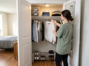 Why Your Small Closet Gets Messy Again (and the Fix) Small closet organized with slim velvet hangers shelf dividers and labeled bins