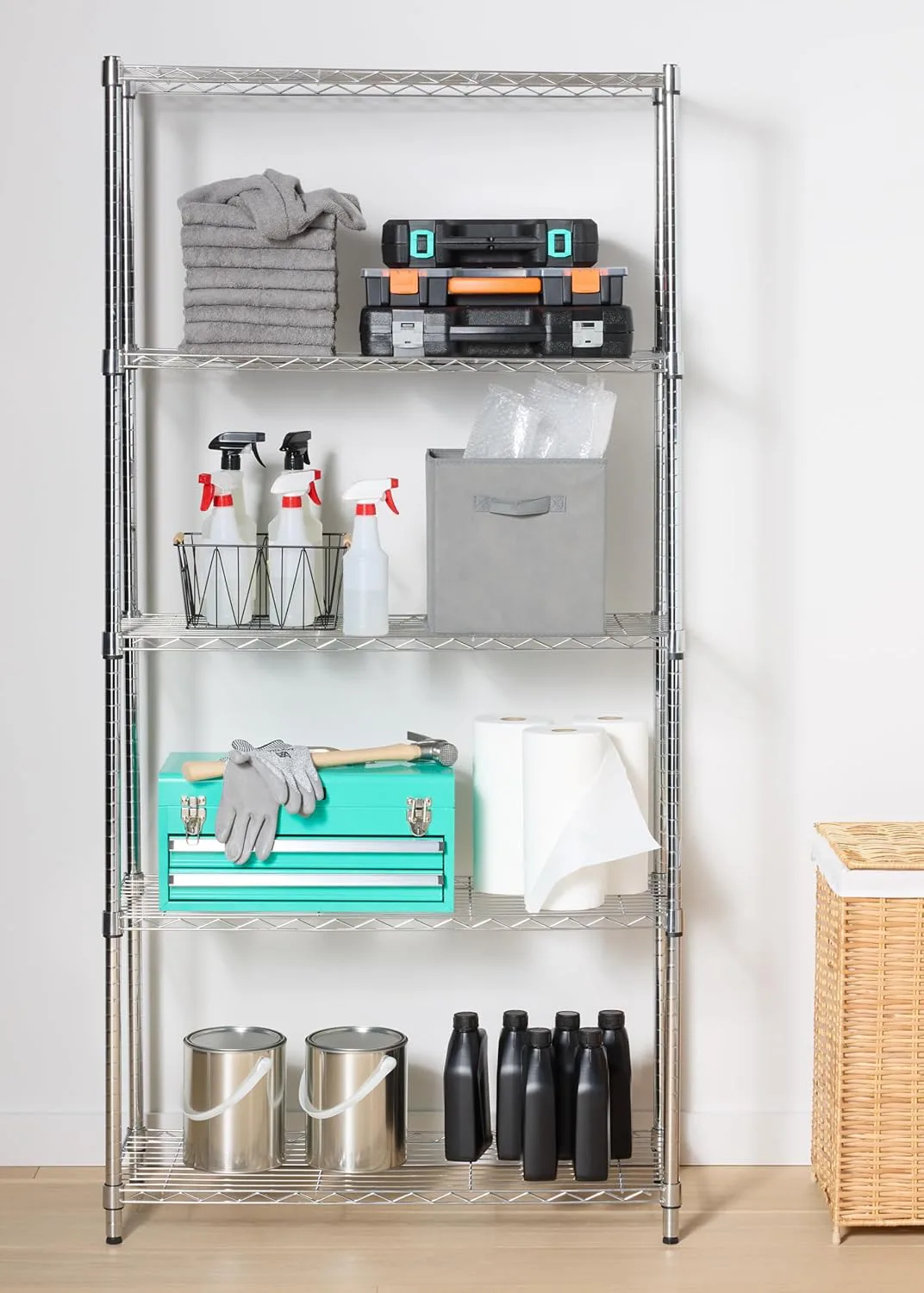 Amazon Basics 5-Shelf Heavy Duty Steel Wire Shelving Unit 36W x 14D x 72H