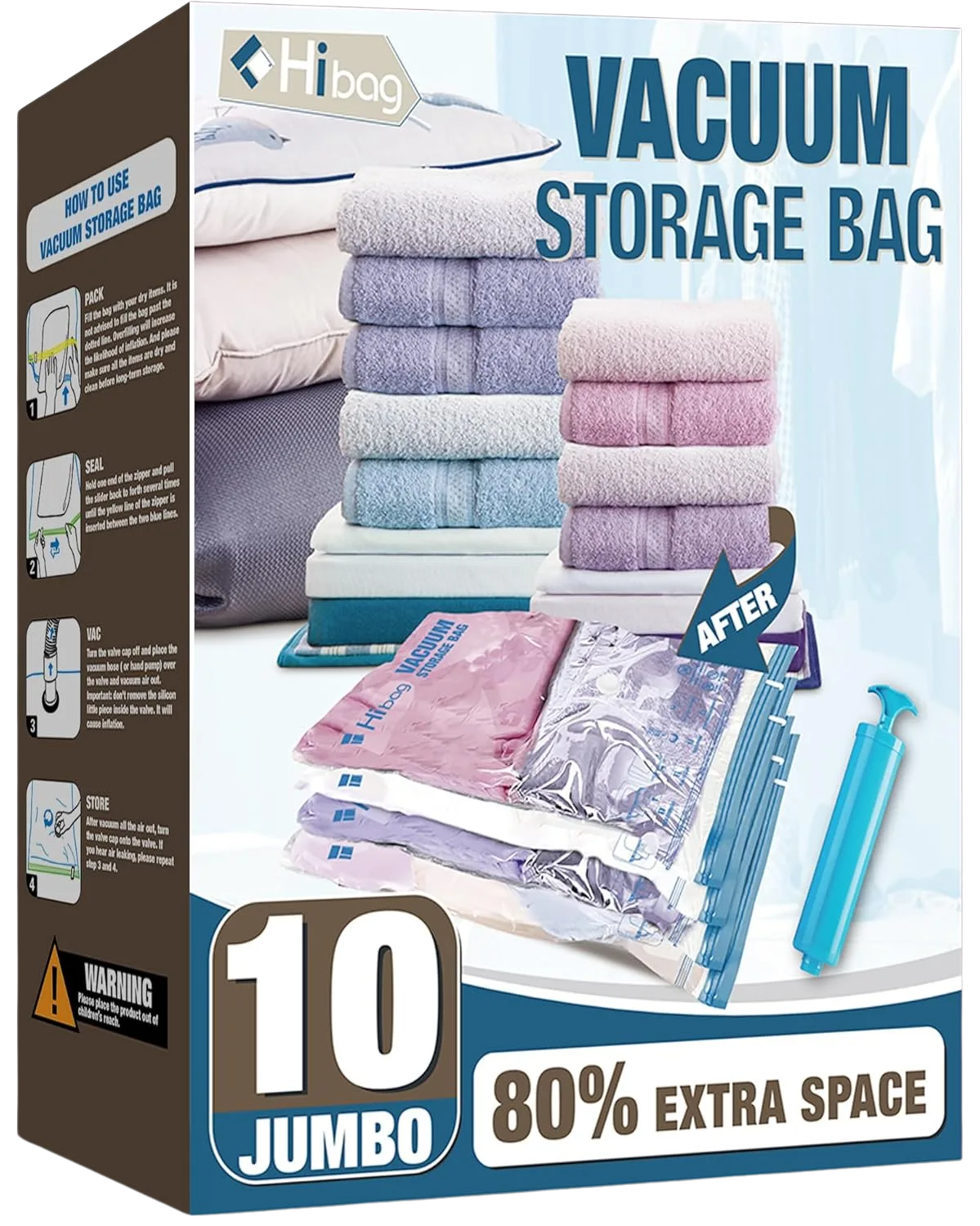 HIBAG 10 Jumbo Vacuum Storage Bags PA plus PE