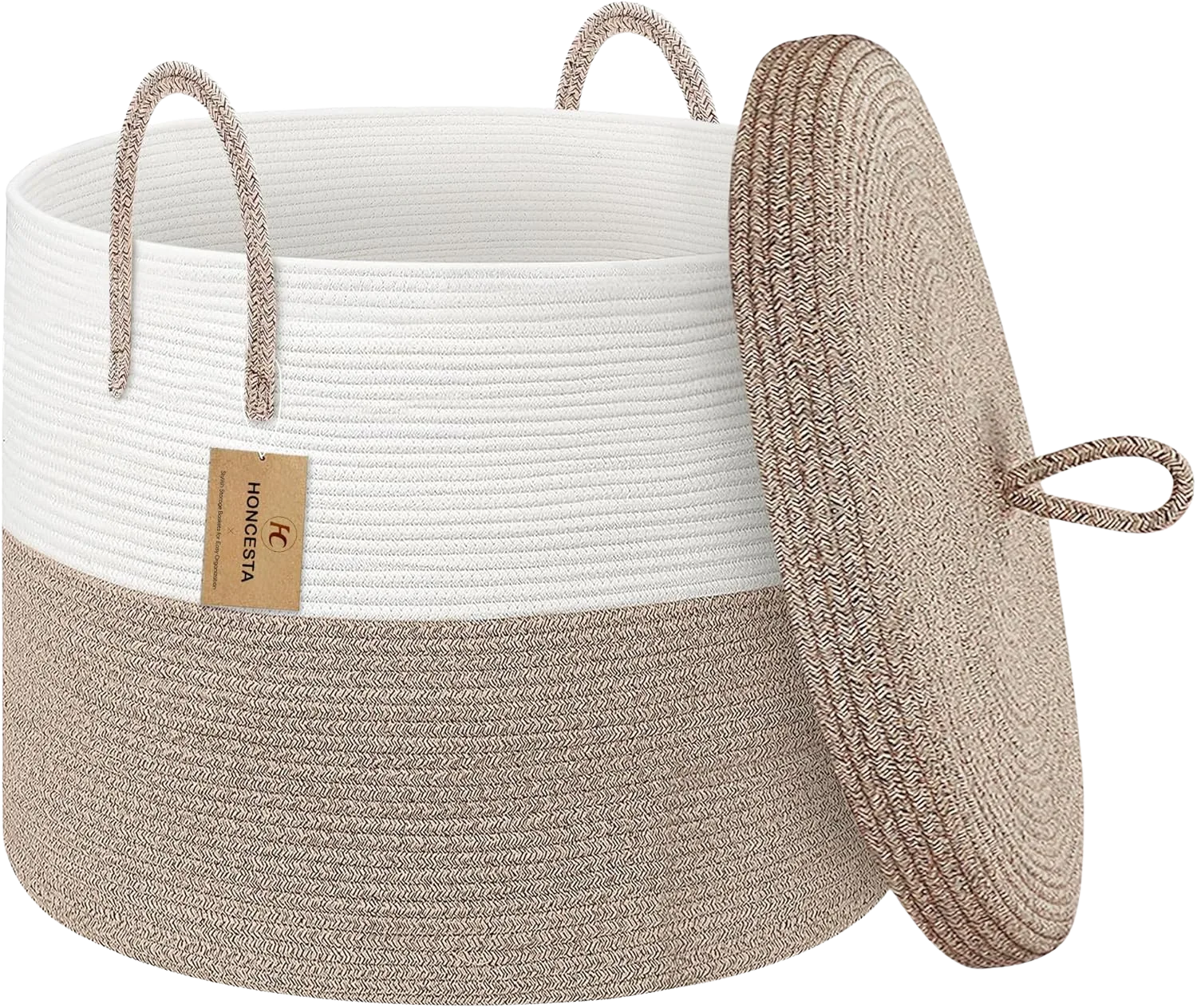 HONCESTA Extra Large Woven Basket with Lid