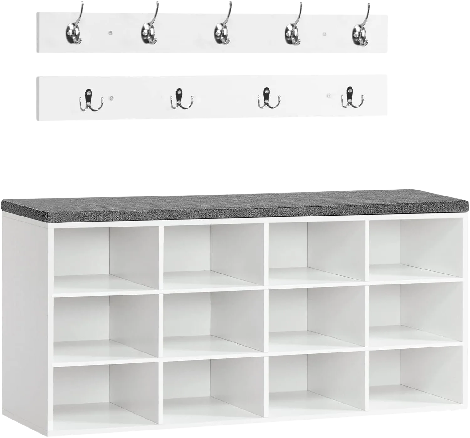 HOOBRO Shoe Storage Bench with 12 Cubbies and Coat Rack