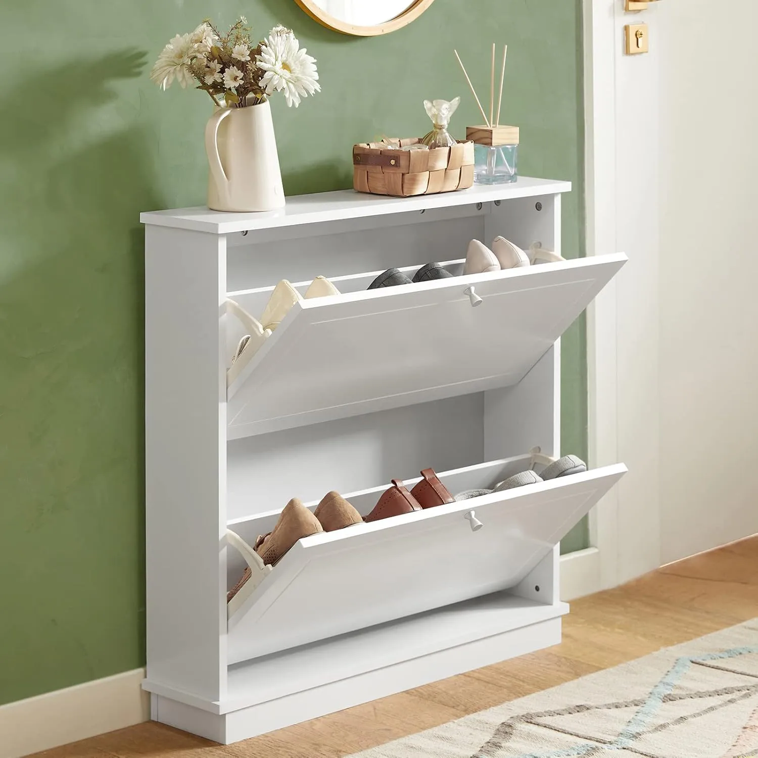 Haotian 4-Flip-Drawer Shoe Cabinet FSR196-W