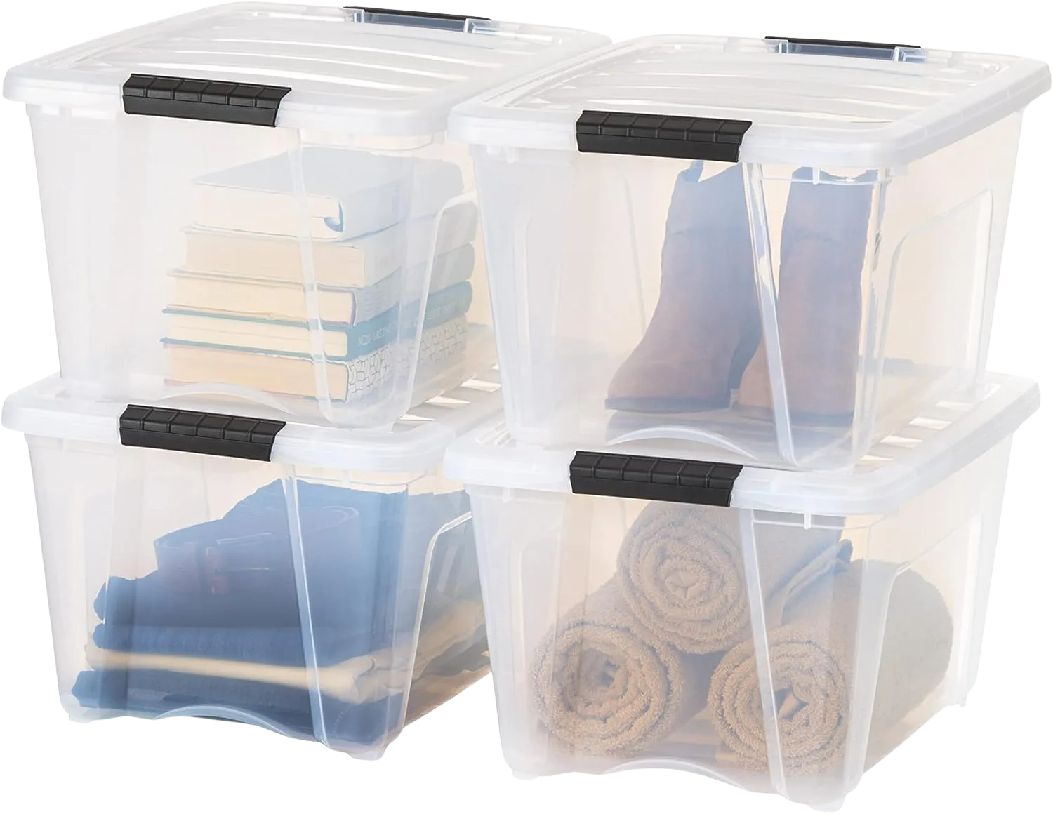 IRIS USA 32 Qt Latching Clear Storage Box 4-Pack