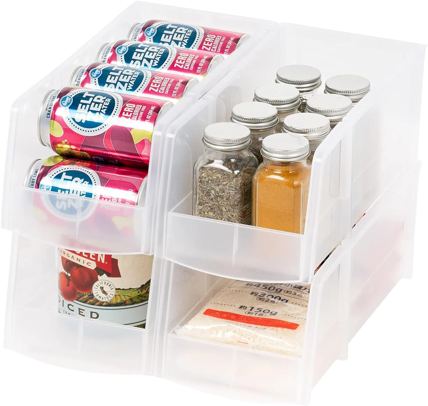 IRIS USA Open Front Stackable Bin Large 4-Pack