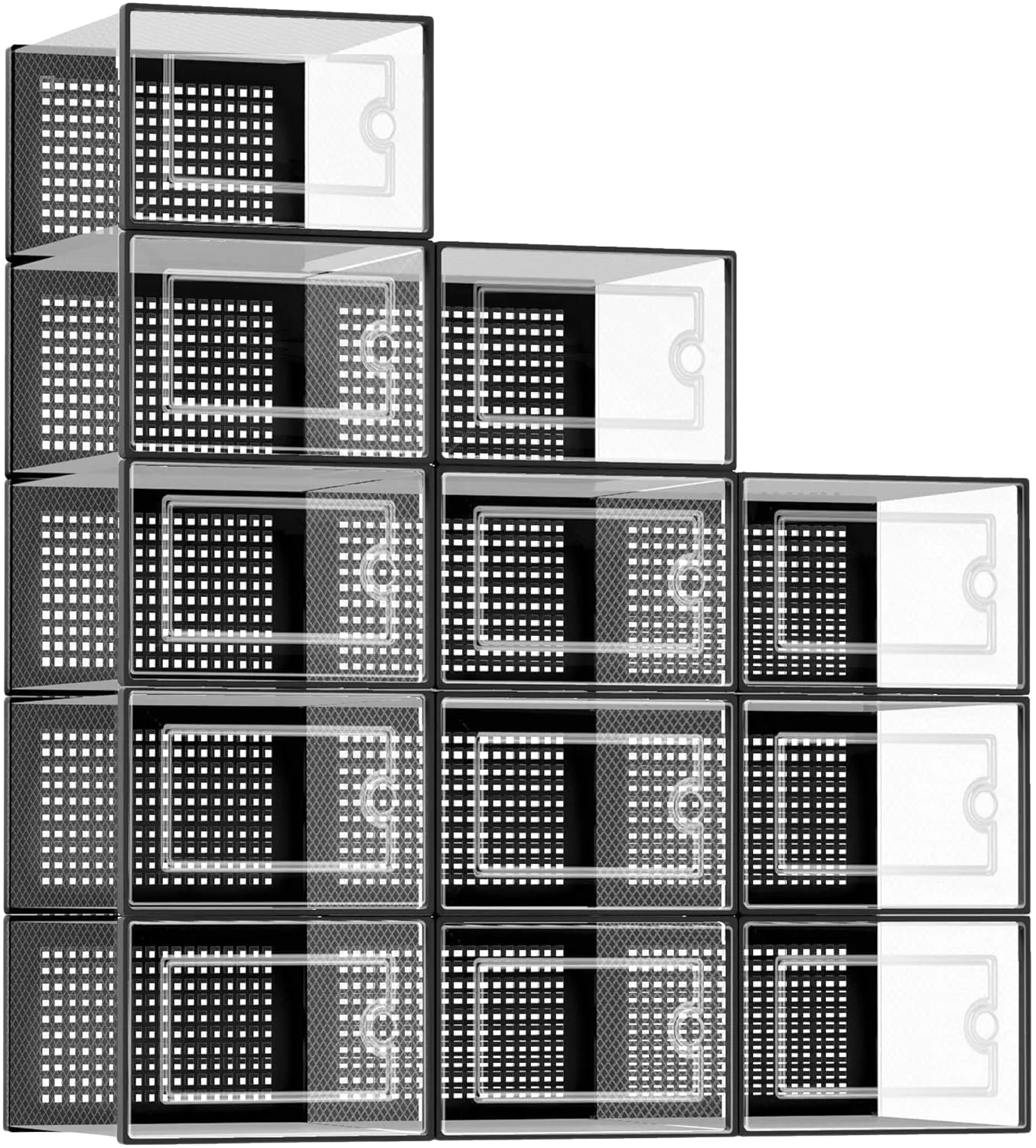 Kuject 12-Pack Clear Drop-Front Stackable Shoe Boxes