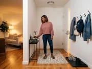 Why Your Open Floor Plan Entryway Keeps Falling Apart Open floor plan entryway zone with rug, console table, and hooks creating a defined space near front door