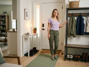 How to Organize a Small Entryway That Stays Neat Organized small apartment entryway with wall hooks, bench, and shoe rack in narrow hallway