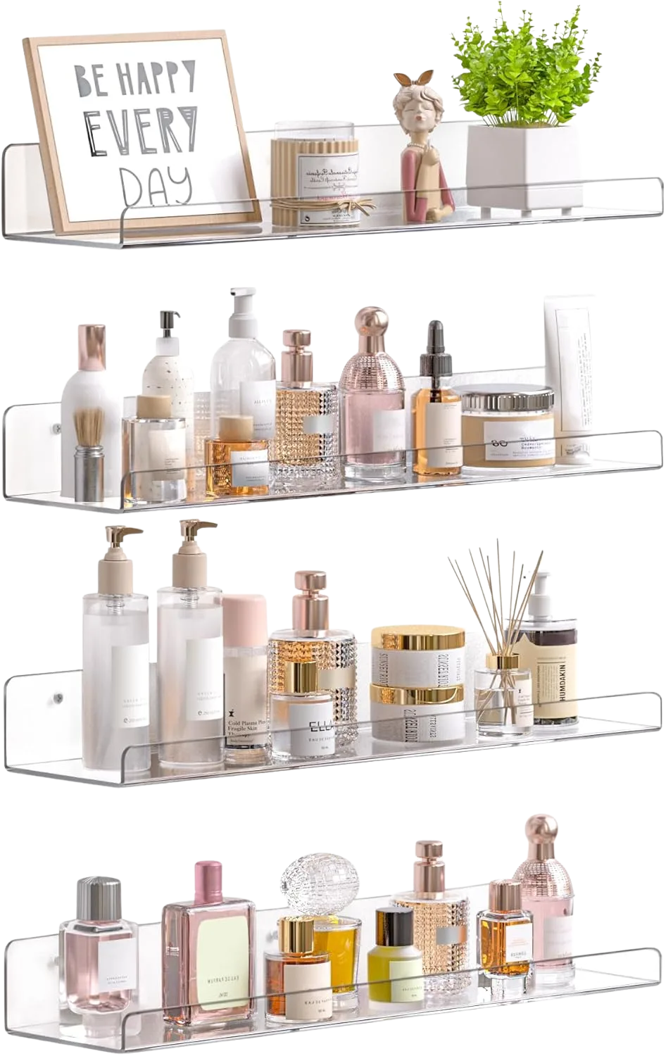 upsimples clear acrylic floating shelves 15 inch 4-pack