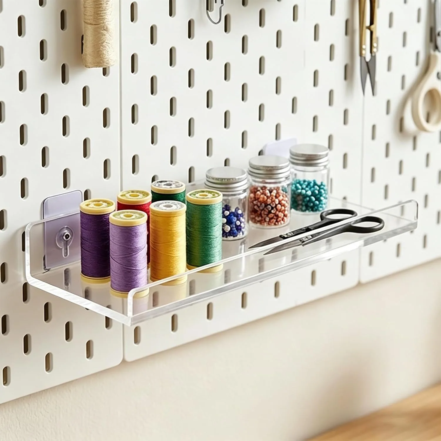 2-Pack No-Drill Acrylic Wall Shelves