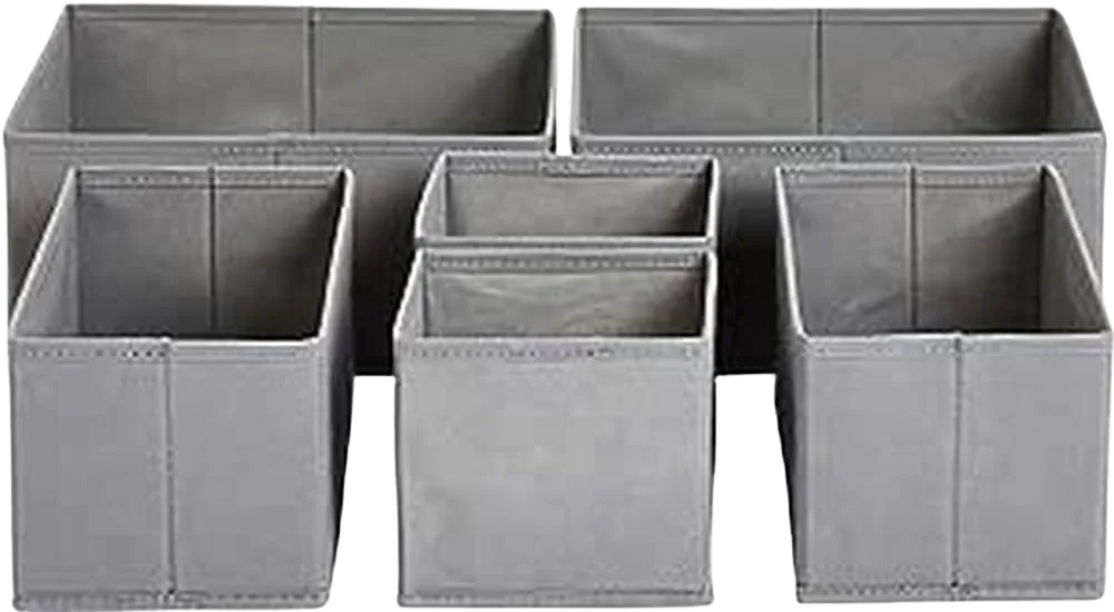 Amazon Basics collapsible cloth drawer organizer boxes, set of 6