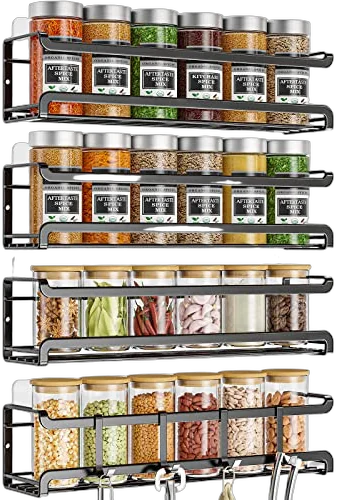 Bunoxea Spice Rack Wall Mounted (4 Pack)