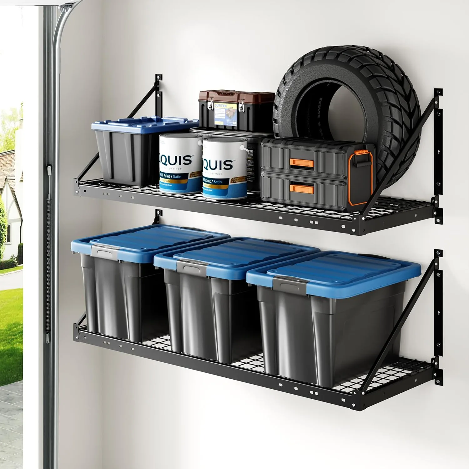 FLEXIMOUNTS 2-Pack 2x4ft Garage Wall Shelving Pro Series