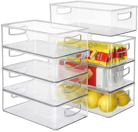 Heyuzb Set of 8 Clear Fridge Organizer Bins