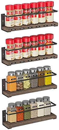 SpaceAid Spice Rack Organizer for Cabinet Door or Wall Mount (4 Pack)