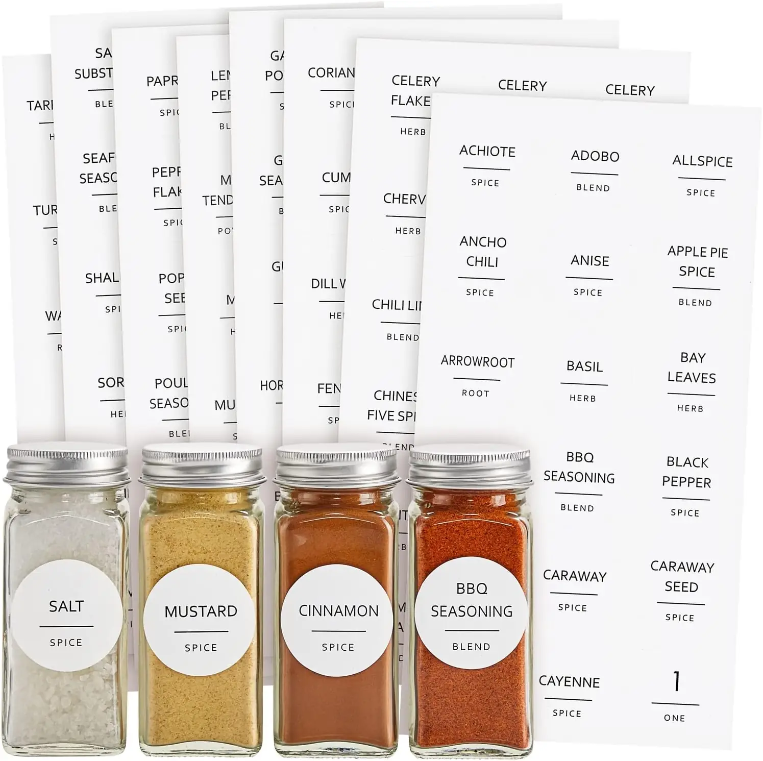 Talented Kitchen Round Spice Jar Labels 144-Pack