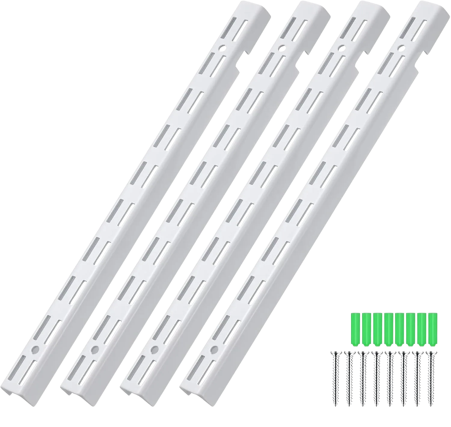 Tandefio 4 Pcs 12 inch Dual Track Upright Wall Shelving System Notched Design