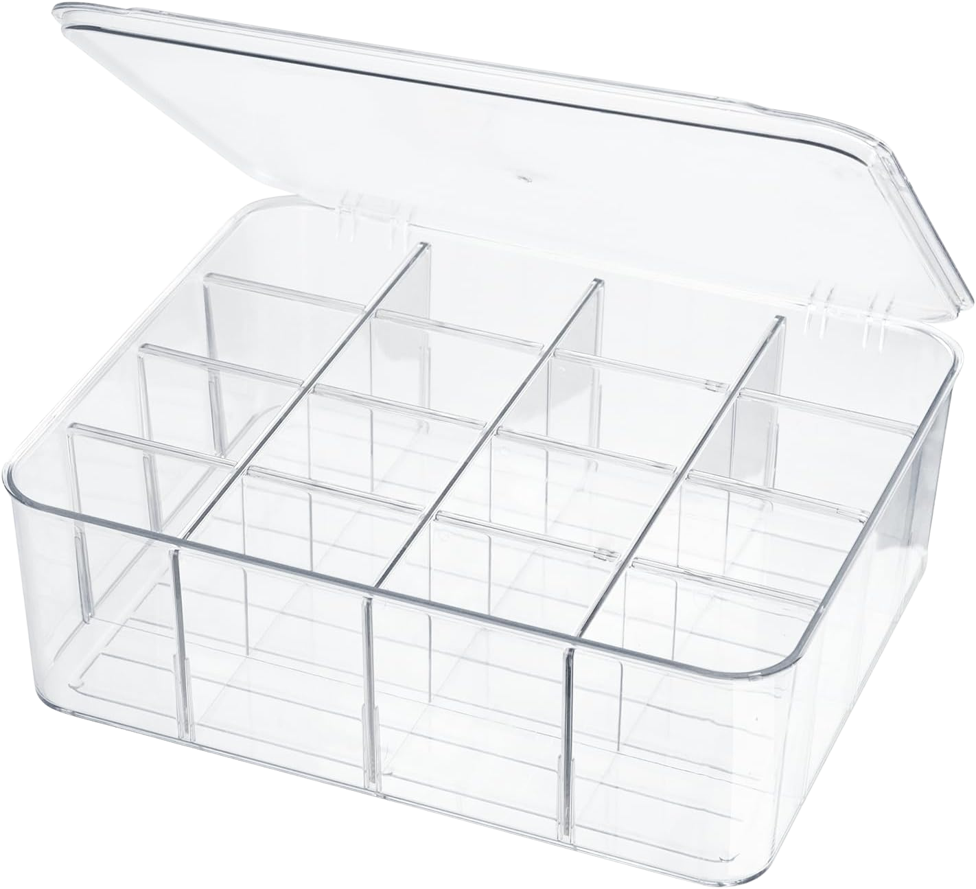 ZEXALOR Socks Underwear Drawer Organizer, 16-Compartment Removable Divided Plastic Storage Bin with Lid
