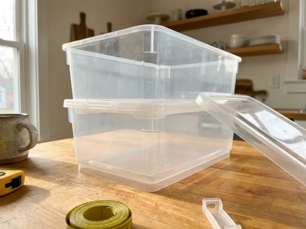 Best Stackable Storage Bins That Actually Stack 1 Close-up of two IRIS USA bins showing the ridge-and-groove interlock that makes bins truly stackable