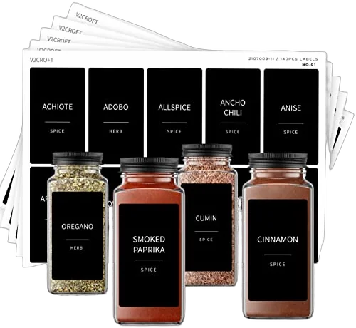 v2croft Farmhouse Spice Jar Labels 140-Piece