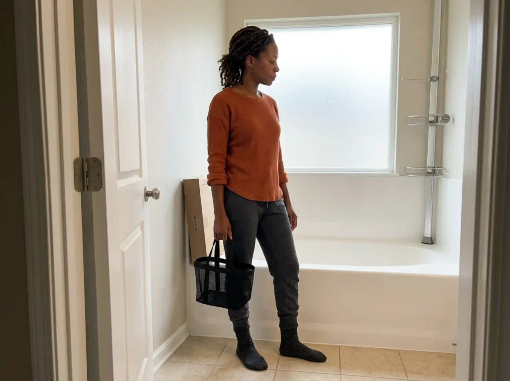 Best Shower Caddies for Renters and Shared Baths 12 Budget mesh caddy and a premium stainless pole caddy side by side before deciding which to keep