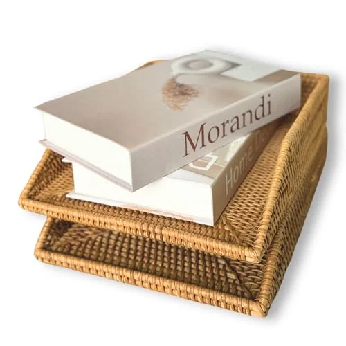 GaiaMade Set of 2 Rattan Desk Letter Trays