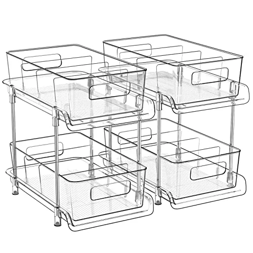 HIHEGD 2-Tier Clear Acrylic Bathroom Organizer with Dividers