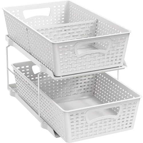 Simple Houseware 2 Tier Pull-Out Sliding Drawer Under Sink Storage