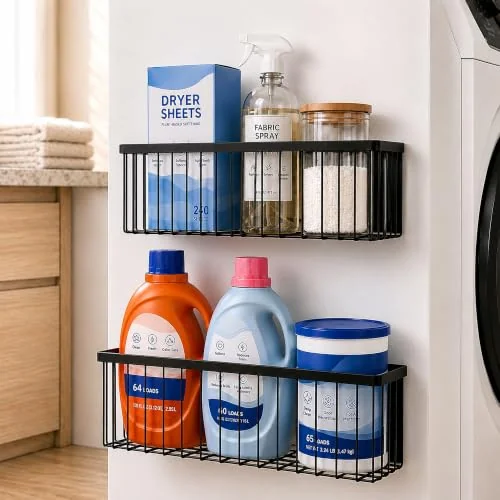 AMZFAWO 2-Pack Magnetic Laundry Organizer Shelf for Washer Dryer