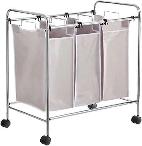 Amazon Basics 3-Bag Laundry Sorter with Removable Bags, Metal Frame
