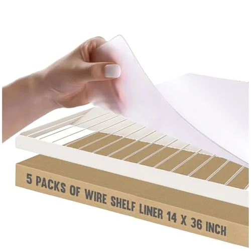 Performore Clear Waterproof Vinyl Wire Shelf Liners (Non-Adhesive, 5-Pack)