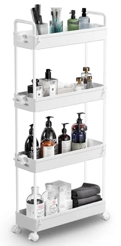 SOLEJAZZ Slim Rolling Storage Cart, 4-Tier