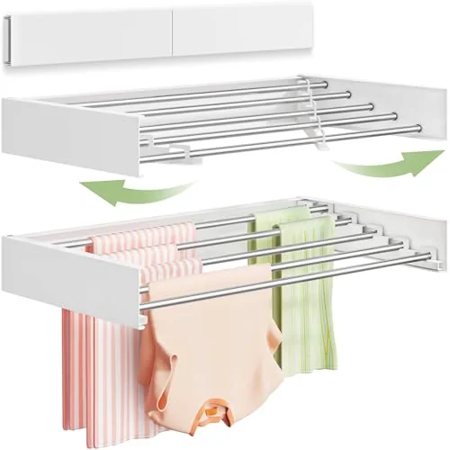 Vikaqi Wall Mounted Clothes Drying Rack, 32 inch, foldable