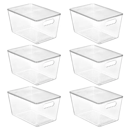 Vtopmart 6 Pack Clear Stackable Storage Bins with Lids and Handles