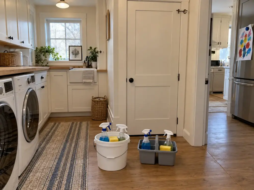 Best Cleaning Supply Organizers for the Space You Have 12 A plain bucket and a divided cleaning caddy hold the same bottles side by side, a high latch on the closet door behind