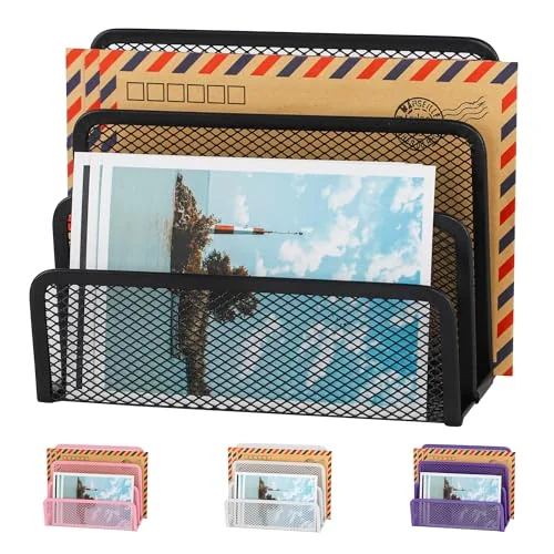 EASEPRES Desk Mail Organizer 3 Vertical Upright Compartments Black