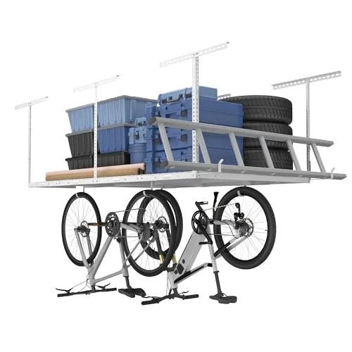 FLEXIMOUNTS 4x8 Overhead Garage Storage Rack Classic Series White